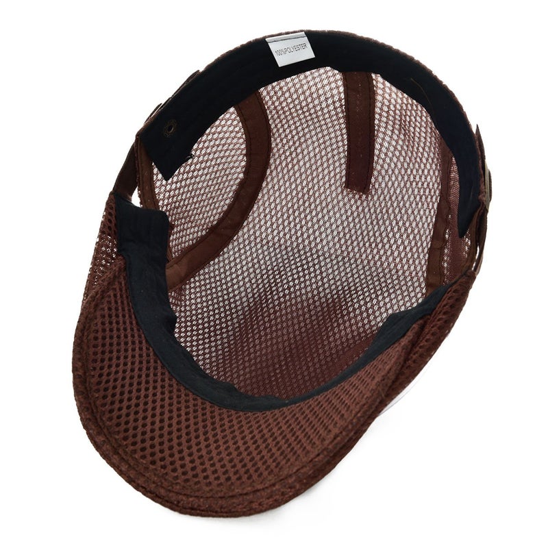 VOBOOM Men Breathable Mesh Summer Hat Adjustable Newsboy Beret Ivy Cabbie Flat Cap (Coffee) - Image 5